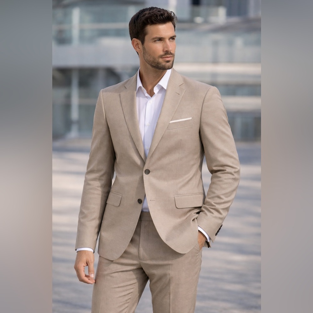 SUIT Men’s Beige Zara Essentials Blazer Size 38 US & beige Zara pant Size 31 US